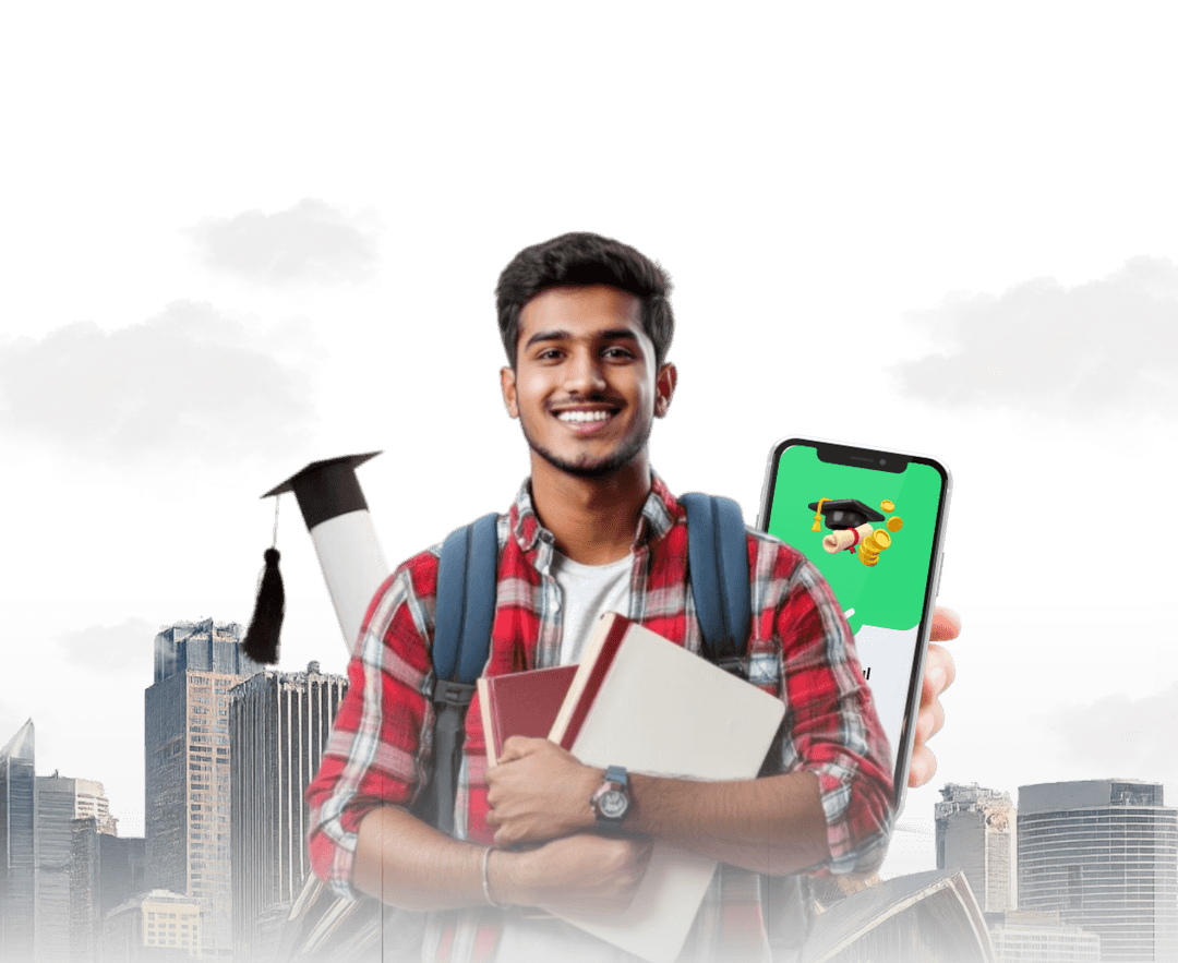 Hand holding mobile phone with money transfer app