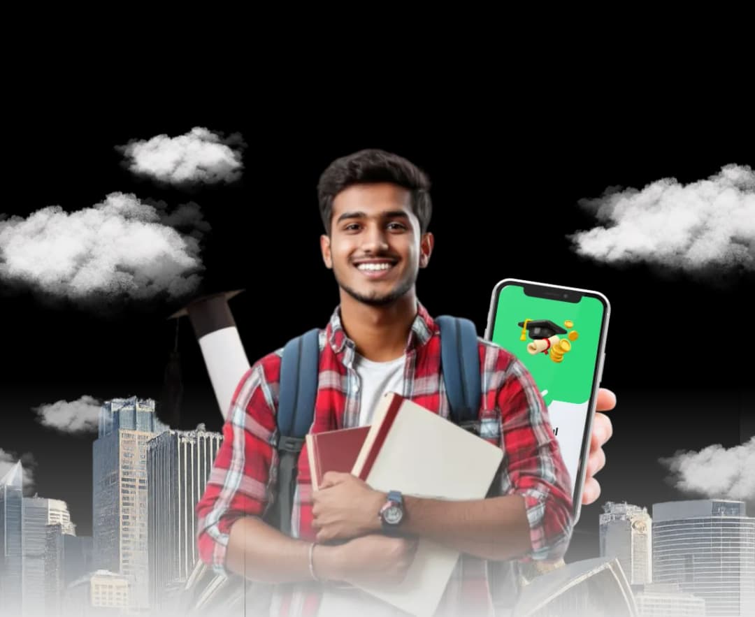 Hand holding mobile phone with money transfer app
